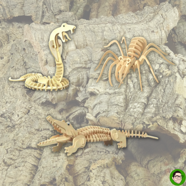 puzzle 3d animali legno serpente ragno coccodrillo